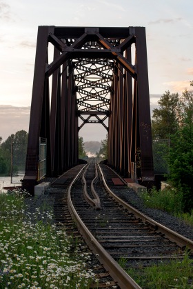 The railway bridge over the Quesnel River.